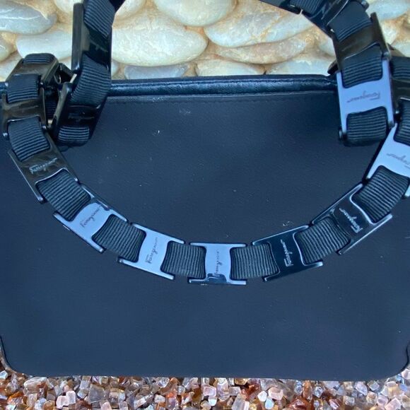 SALVATORE FERRAGAMO Nylon Chain-Linked Shoulder/Crossbody Bag. EUC! - Picture 11 of 16